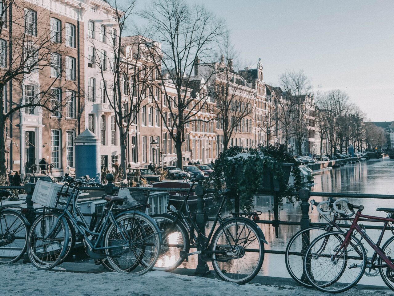 Amsterdam on a snowy winter's day