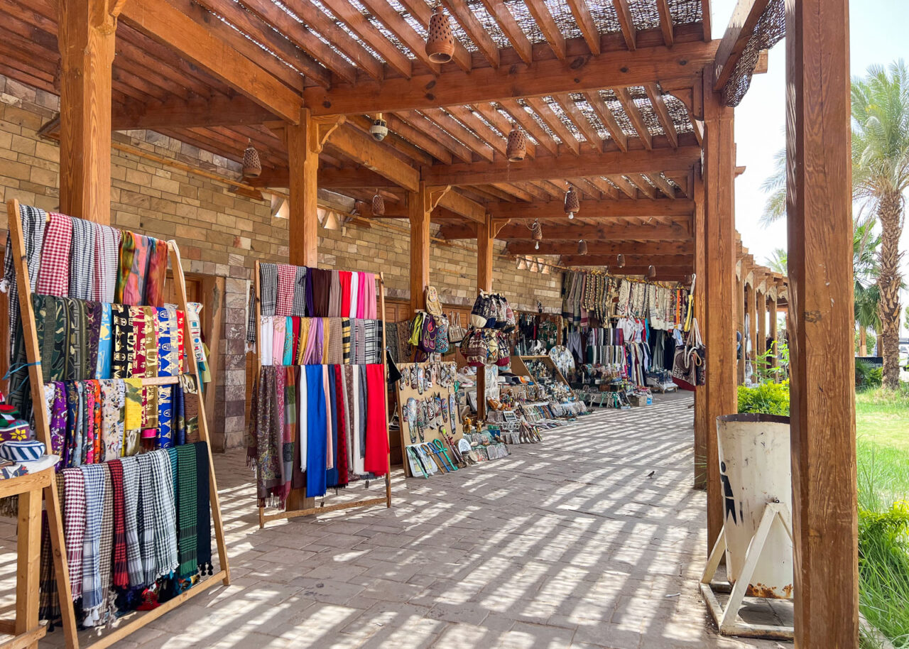 Scarves for sale on a stall in Abu Simbel, Egypt