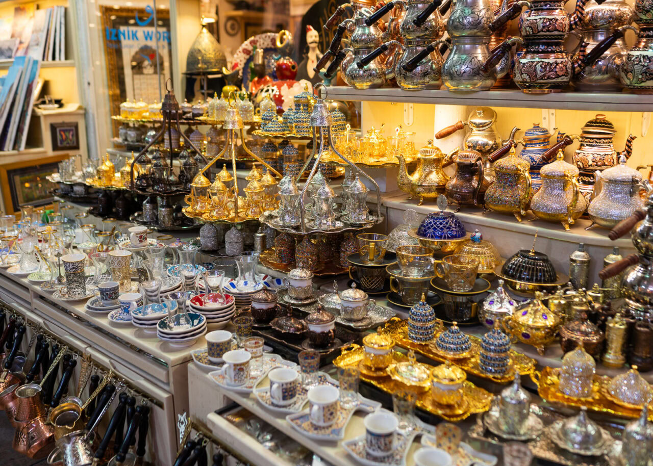 Tea sets at the Grand Bazaar in Istanbul