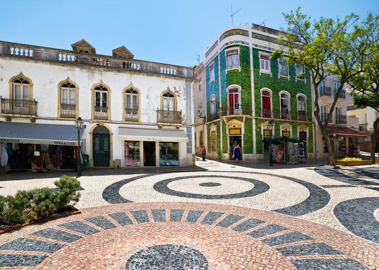 Plaza de Luis de Camóes in the old historic quarter of Lagos, Portugal