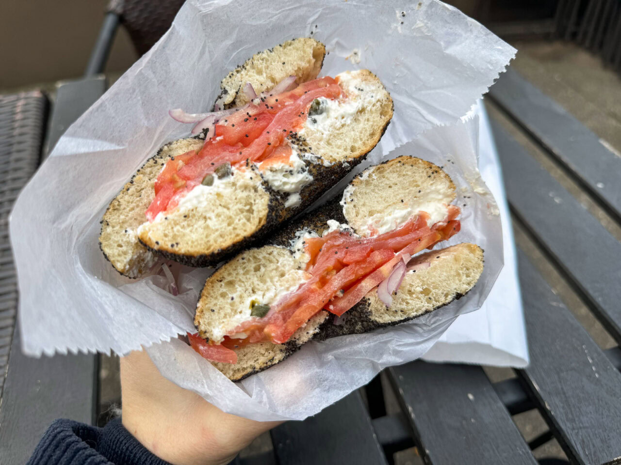 Bagel with lox and cream cheese