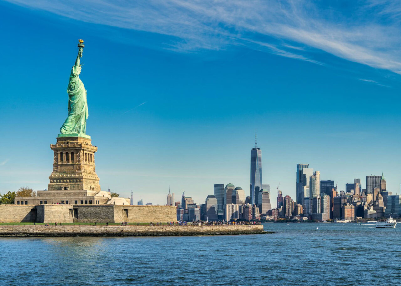 Statue of Liberty with Manhattan in the background