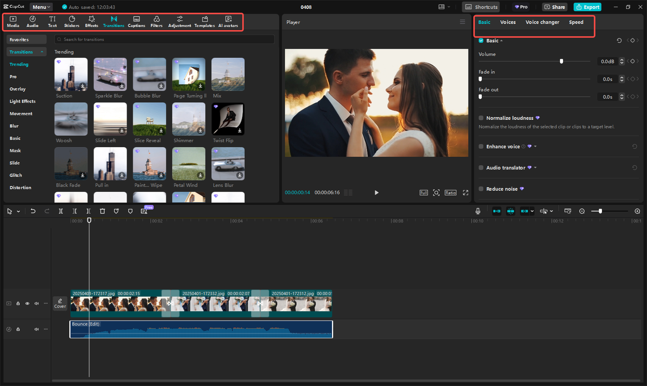 Screenshot of photo editing software