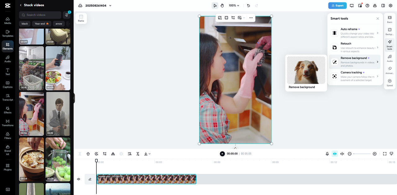 Screenshot of photo editing