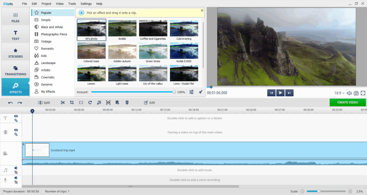 Screenshot of Clipify software