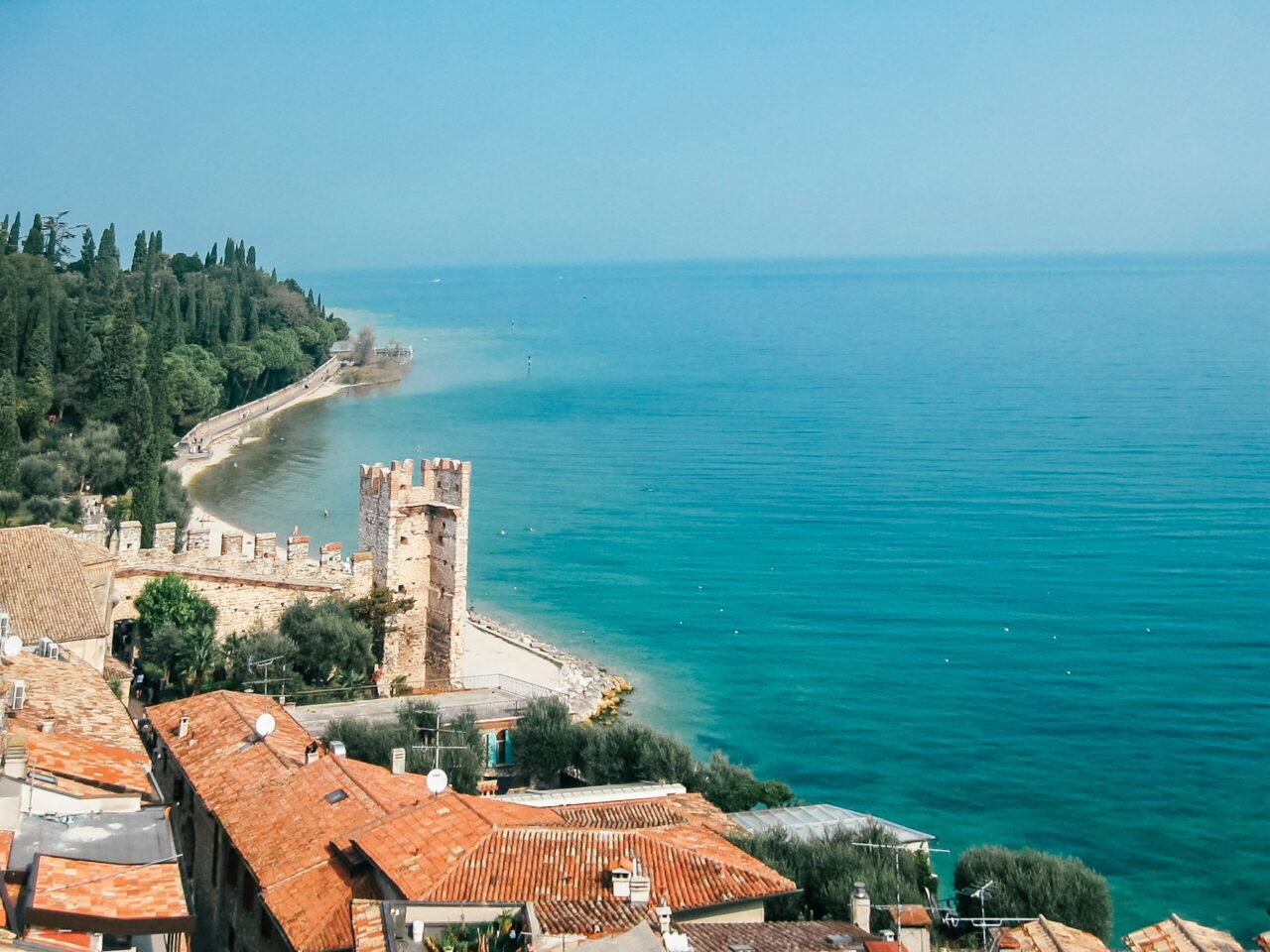Castle next to the ocean in Sirmione, Italy